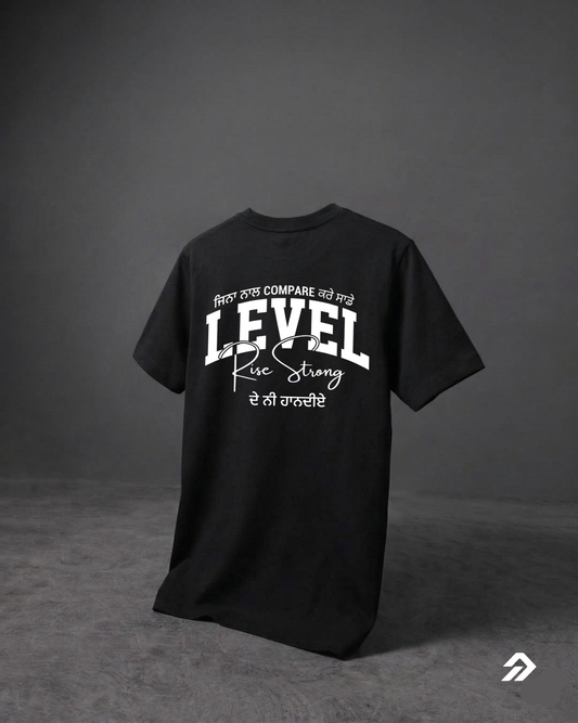 LEVEL RISE STRONG REGULAR FIT BACK TYPOGRAPHIC PRINTED T-SHIRT